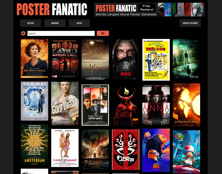 Screenshot of PosterFanatic.com